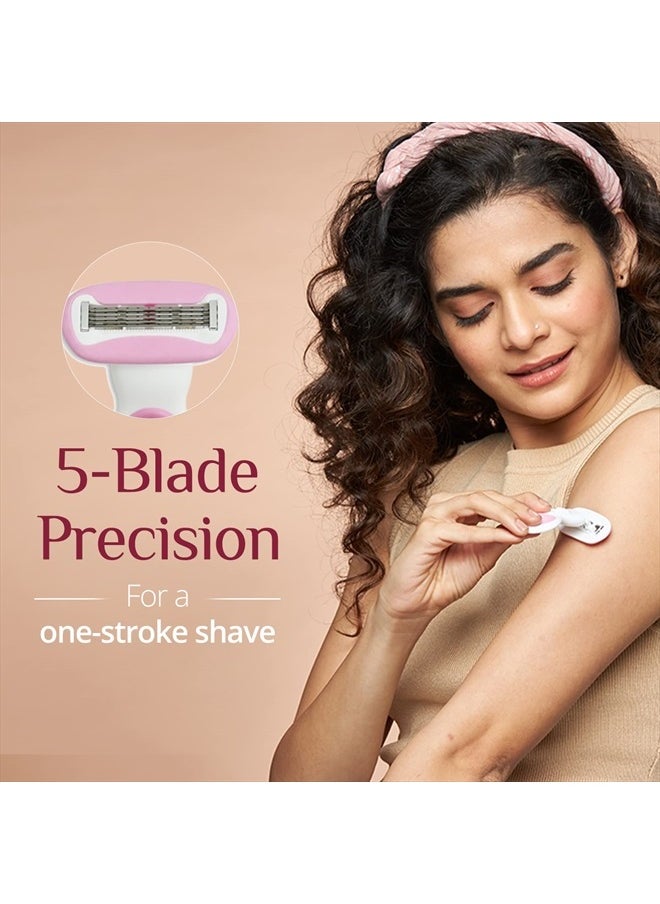 CARMESI Body Razor for Women's Hair Removal | With Travel Case | 5-Blade Precision | Smooth & Hassle-Free Shaving on the Go | Aloe Vera & Vit E | 1 Pc  - Image 3