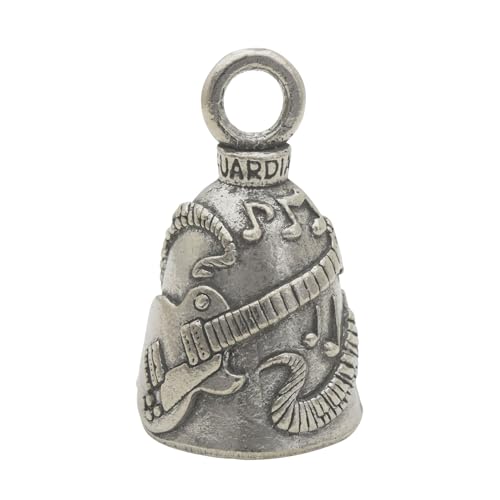 Guardian Bell Guitar Good Luck Bell w/Keyring & Black Velvet Gift Bag | Motorcycle Bell | Lead-Free Pewter | Good Luck Gift to Friends & Family | Bike Bell | Made in USA - Image 1