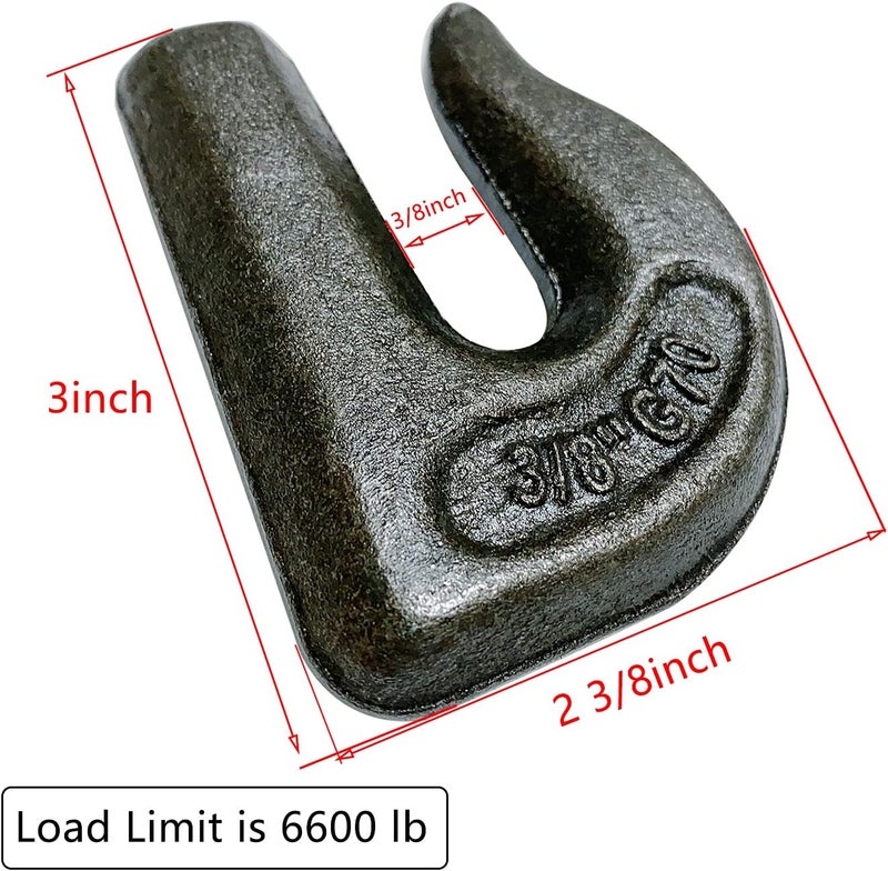 Fivepine 4pc 3/8in Weld On Tractor Bucket Grab Hooks Grade 70 Weldable Chain Hook - Image 5
