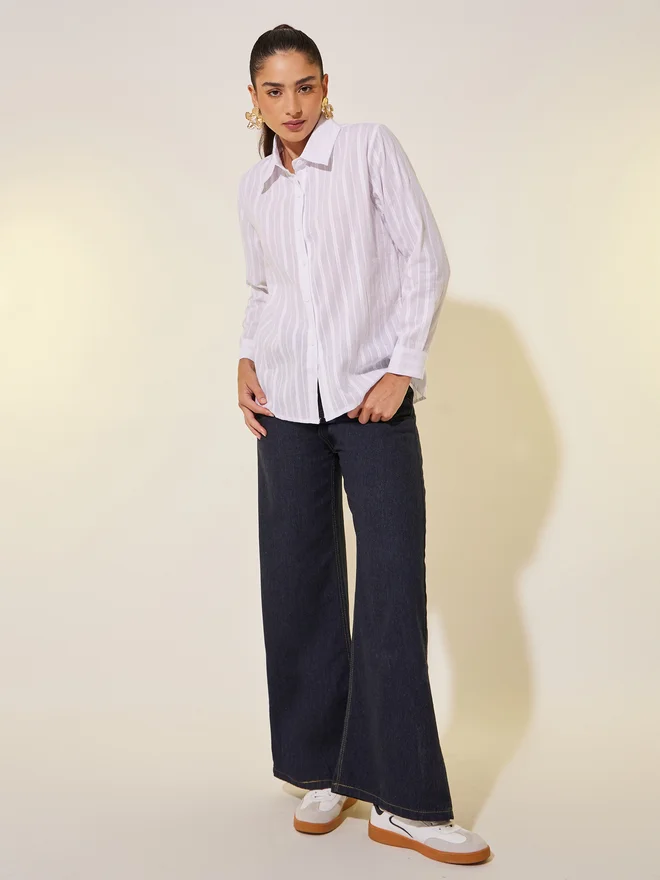 تايك تو Take Two Textured Long Sleeve Regular Fit Shirt