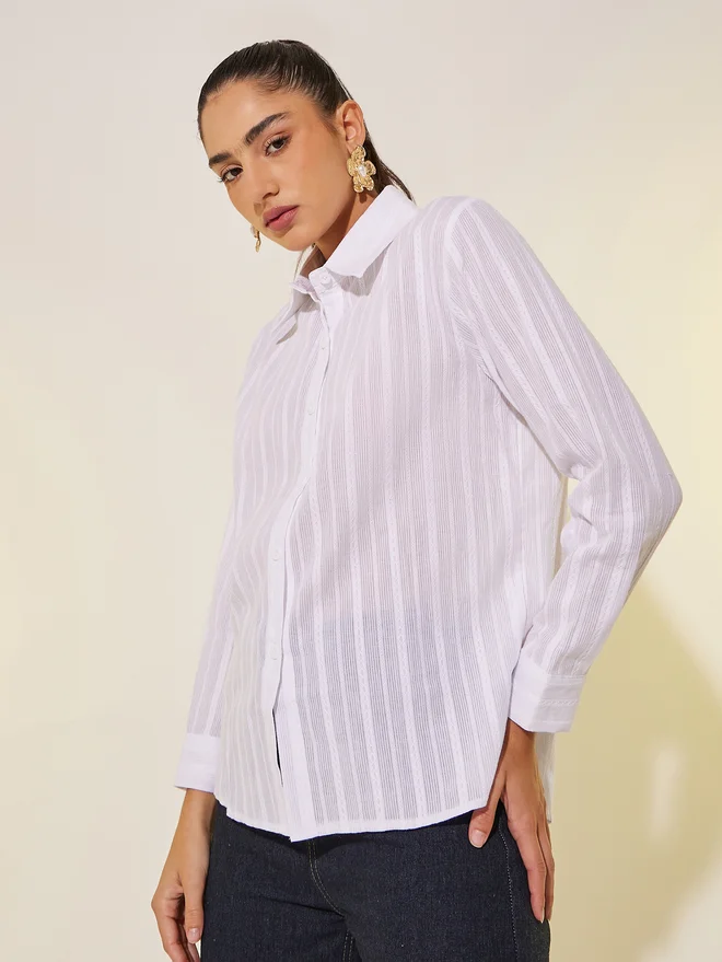 Take Two Take Two Textured Long Sleeve Regular Fit Shirt