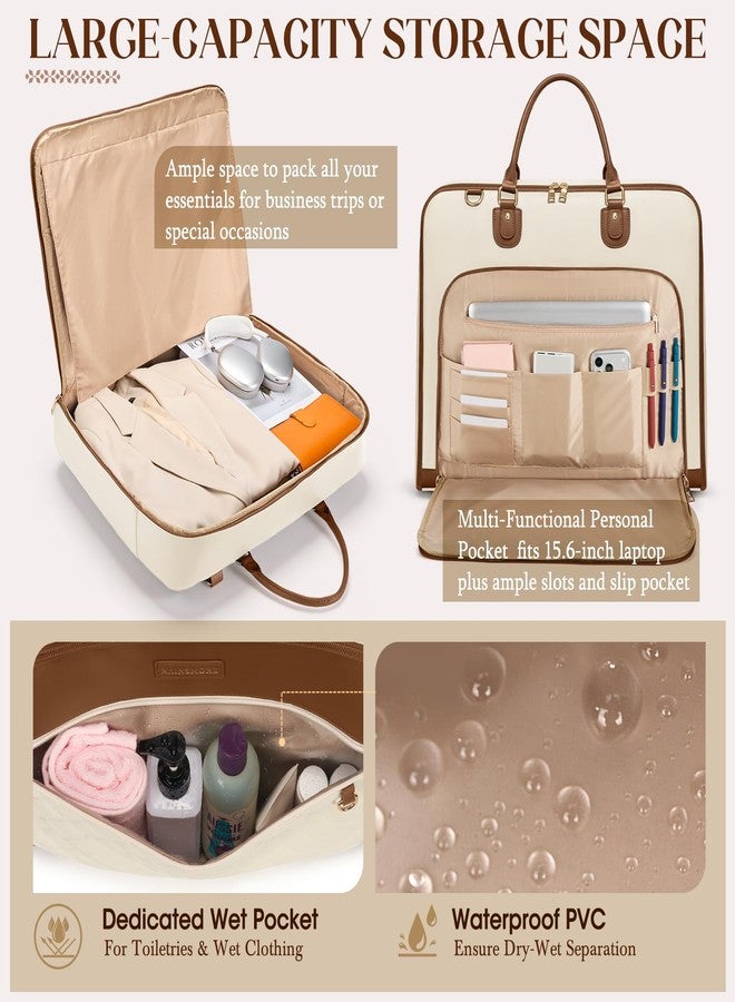 RAINSMORE Garment Suit Bags for Travel for Women, Beige & Brown, Large - Image 4