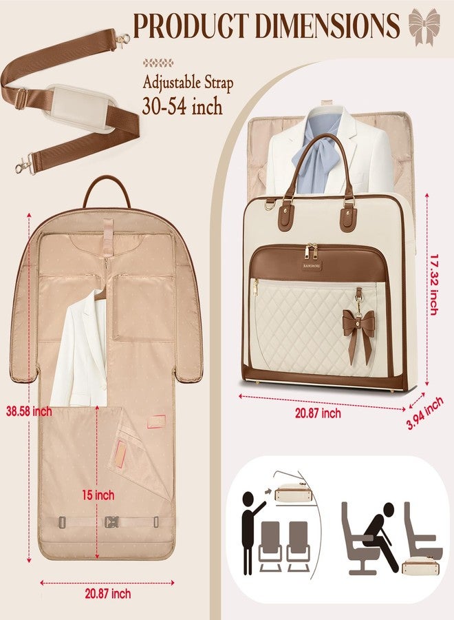 RAINSMORE Garment Suit Bags for Travel for Women, Beige & Brown, Large - Image 2