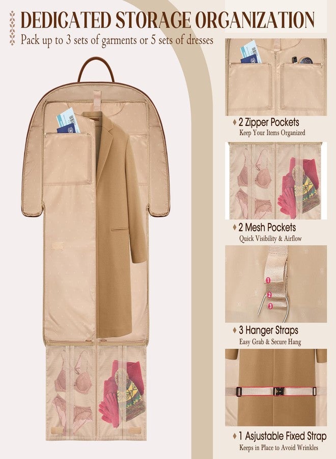 RAINSMORE Garment Suit Bags for Travel for Women, Beige & Brown, Large - Image 3