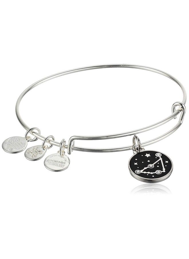 ALEX AND ANI Zodiac Expandable Bangle For Women Capricorn Charm Black Epoxy And Crystals Shiny Silver Finish 2 To 3.5 In  - Image 1