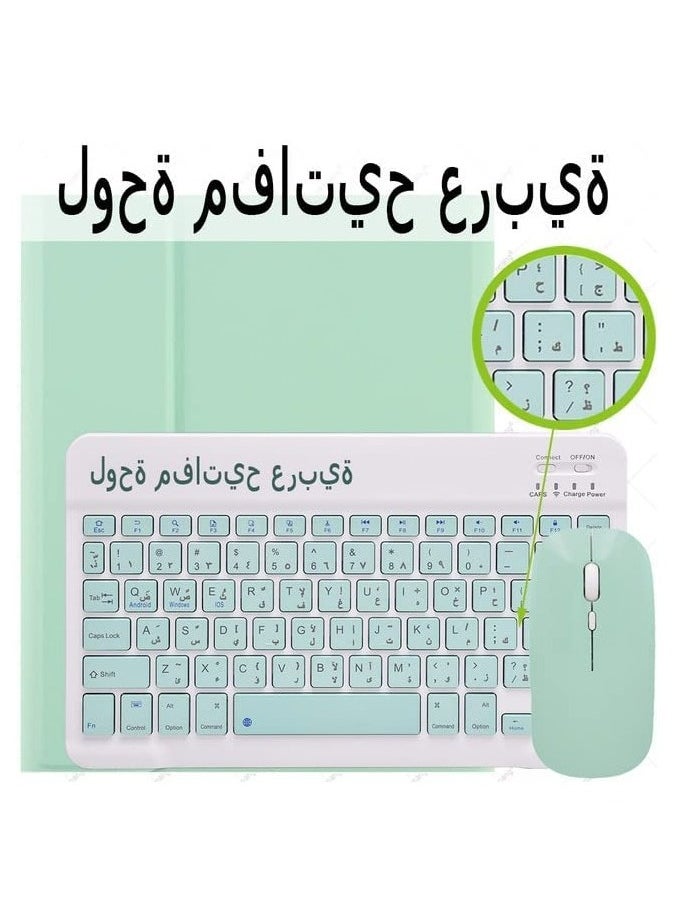ماركة غير محددة حالة لوحة المفاتيح العربية والإنجليزية لجيل iPad 10th (2022 ، 10.9 بوصة) ، حامل قلم رصاص لوحة مفاتيح لاسلكية قابلة للفصل  - Image 2