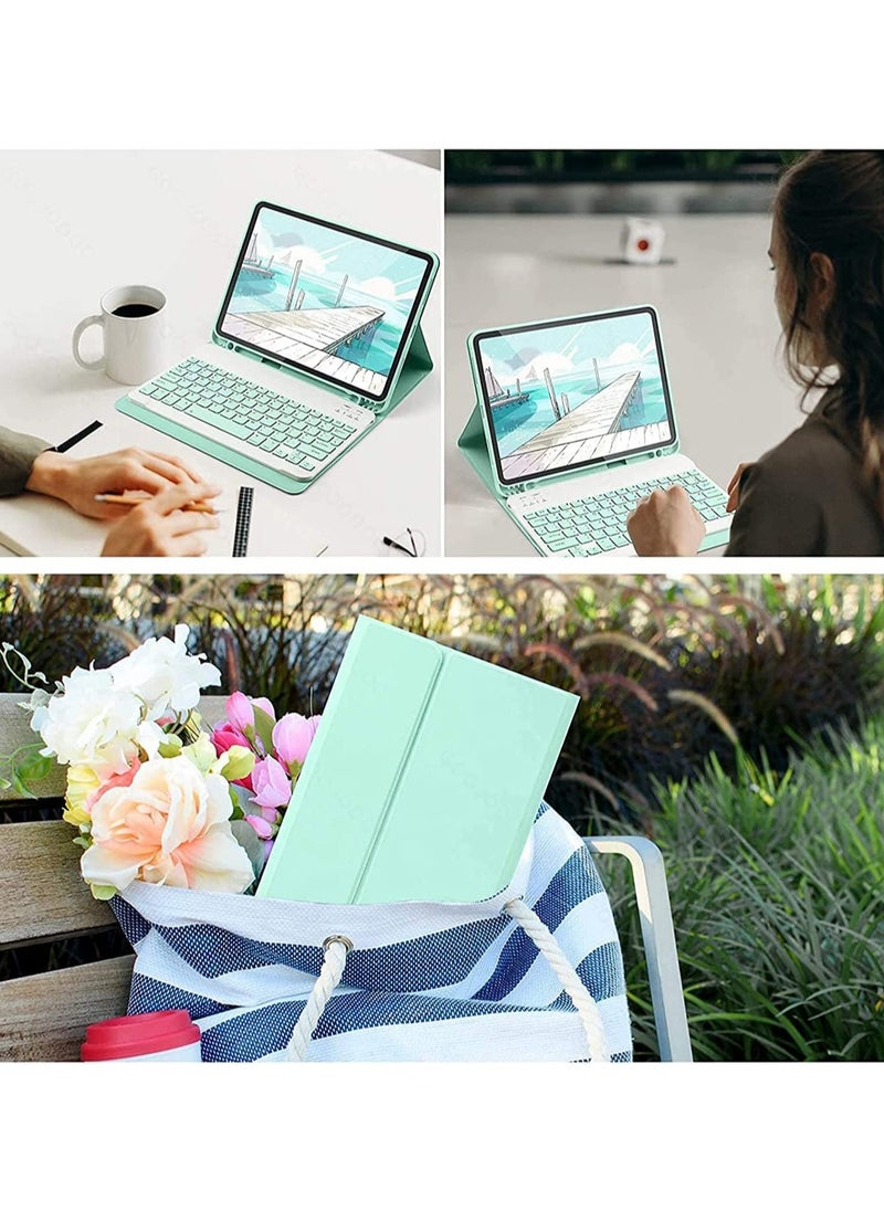 ماركة غير محددة حالة لوحة المفاتيح العربية والإنجليزية لجيل iPad 10th (2022 ، 10.9 بوصة) ، حامل قلم رصاص لوحة مفاتيح لاسلكية قابلة للفصل  - Image 4