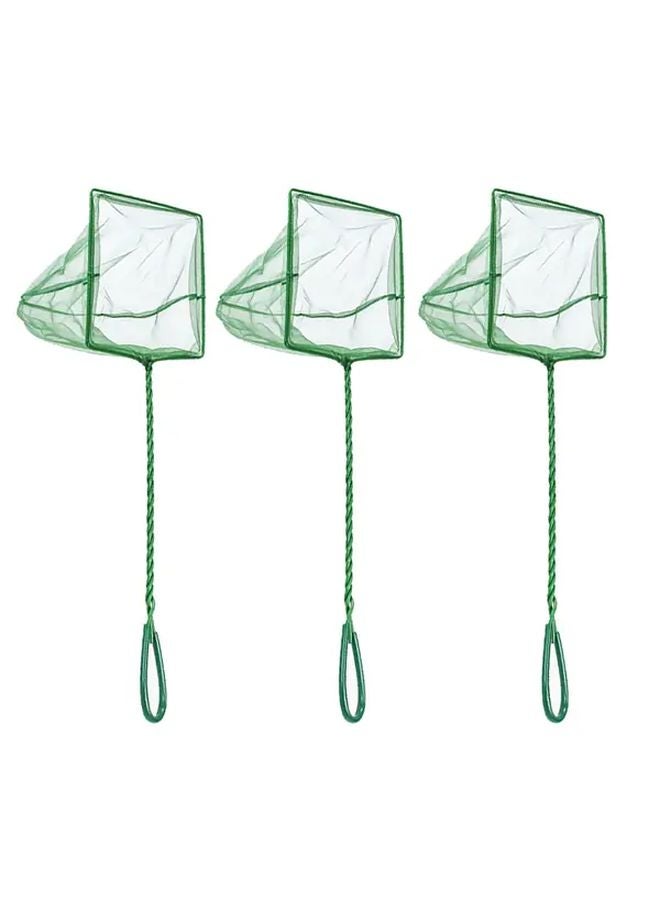 3Pcs Aquarium Fish Nets Green Handle Clear Mesh 9 84inch Long Quick Catch Net - Image 1