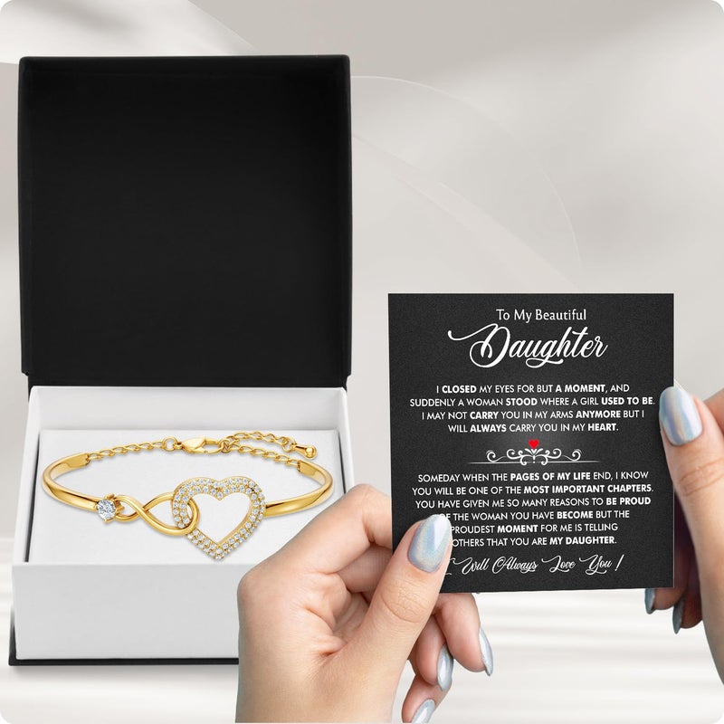 Larvincy To My Daughter Bracelet From Mom & Dad With Heartfelt Message & Elegant Box, Jewelry Gift For Women From Mother Father On Graduation, Birthday, Wedding, Christmas & More - Image 2