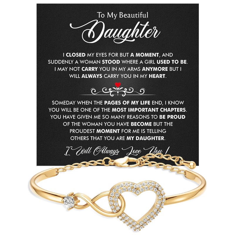 Larvincy To My Daughter Bracelet From Mom & Dad With Heartfelt Message & Elegant Box, Jewelry Gift For Women From Mother Father On Graduation, Birthday, Wedding, Christmas & More - Image 1
