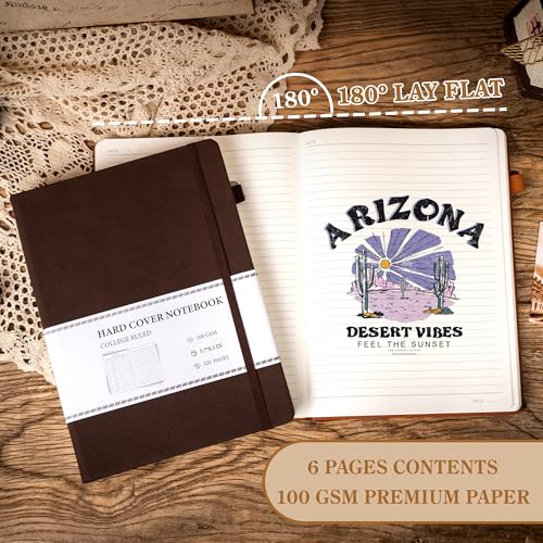 CAGIE Lined Journal Notebook for Men Women 320 Pages Leather Journals for Writing A5 Thick Hardcover Journaling Notebooks for Work Note Taking Diary, 5.7x8.3 In, Dark Brown - Image 5