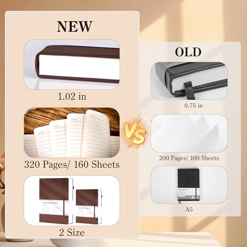 CAGIE Lined Journal Notebook for Men Women 320 Pages Leather Journals for Writing A5 Thick Hardcover Journaling Notebooks for Work Note Taking Diary, 5.7x8.3 In, Dark Brown - Image 3