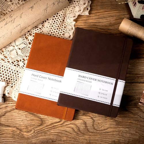 CAGIE Lined Journal Notebook for Men Women 320 Pages Leather Journals for Writing A5 Thick Hardcover Journaling Notebooks for Work Note Taking Diary, 5.7x8.3 In, Dark Brown - Image 2