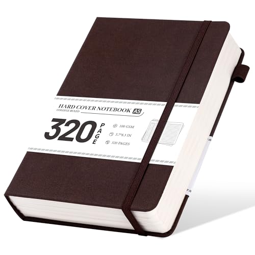 CAGIE Lined Journal Notebook for Men Women 320 Pages Leather Journals for Writing A5 Thick Hardcover Journaling Notebooks for Work Note Taking Diary, 5.7x8.3 In, Dark Brown - Image 1
