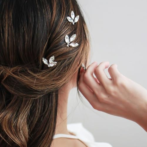 EARENT Rhinestone Wedding Hair Pins Silver Bride Hair Accessories for Women - Image 3