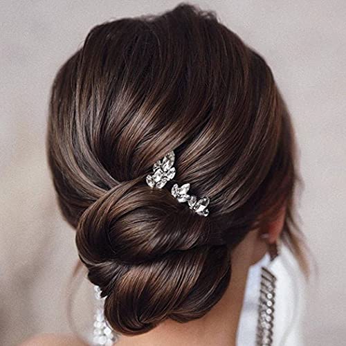 EARENT Rhinestone Wedding Hair Pins Silver Bride Hair Accessories for Women - Image 1
