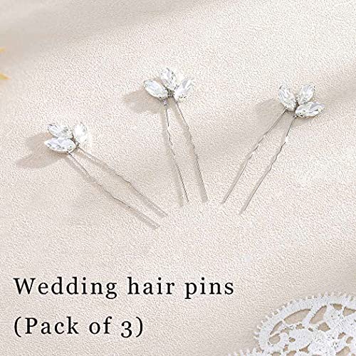 EARENT Rhinestone Wedding Hair Pins Silver Bride Hair Accessories for Women - Image 2