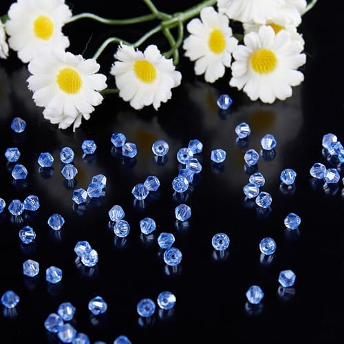 Laopottbeads 1100PCS 4mm Bicone Crystal Glass Beads for Jewelry Making, Sparkling Mini Beads for Suncatchers, DIY Bracelets & Craft Projects(Light Blue) - Image 4