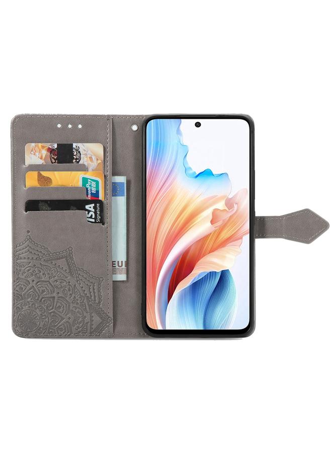 اس-توب جراب هاتف OPPO A79 من الجلد المنقوش بزهرة ماندالا - Image 3