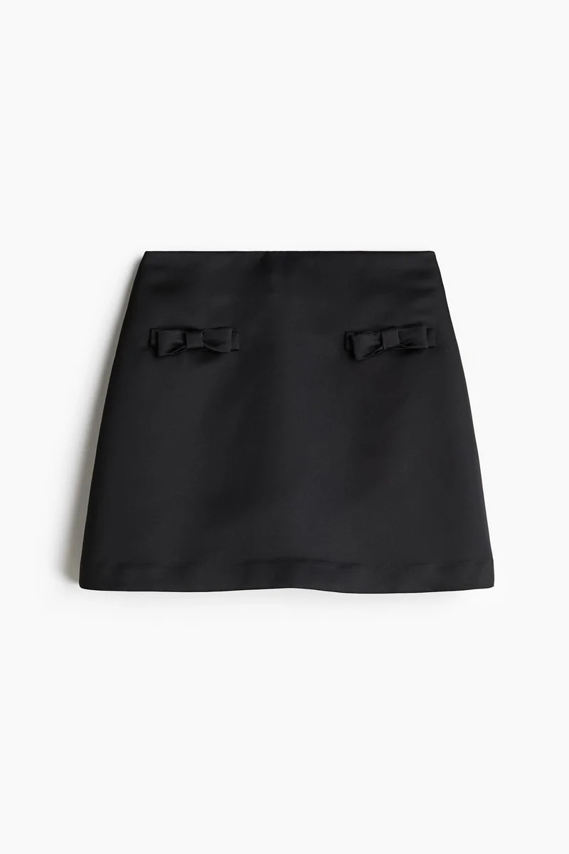 اتش اند ام Bow-Detail Satin Mini Skirt
