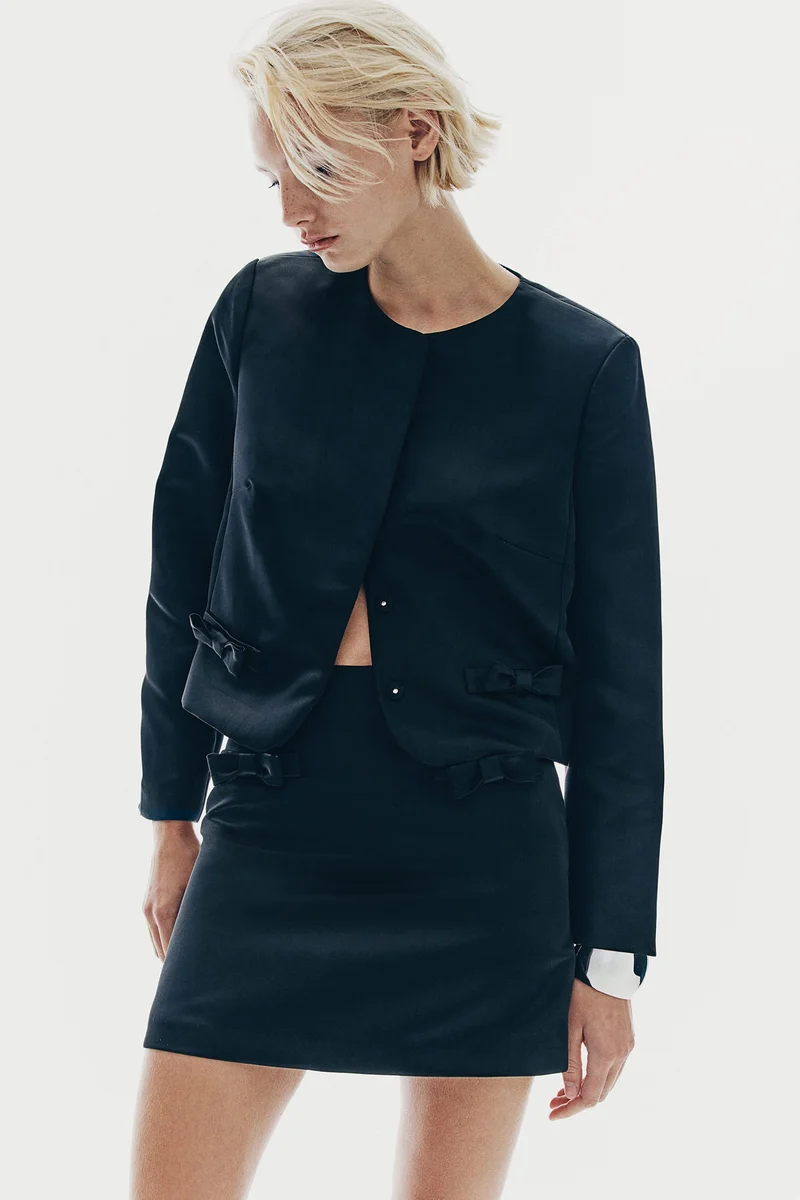 اتش اند ام Bow-Detail Satin Mini Skirt