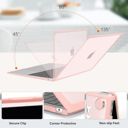MOSISO Compatible with MacBook Air 13 inch Case 2022 2021 2020 2019 2018 A2337 M1 A2179 A1932, Soft TPU Bumper Anti-Fingerprint Plastic Hard Case&Keyboard Cover for MacBook Air 13.3, Pink - Image 4