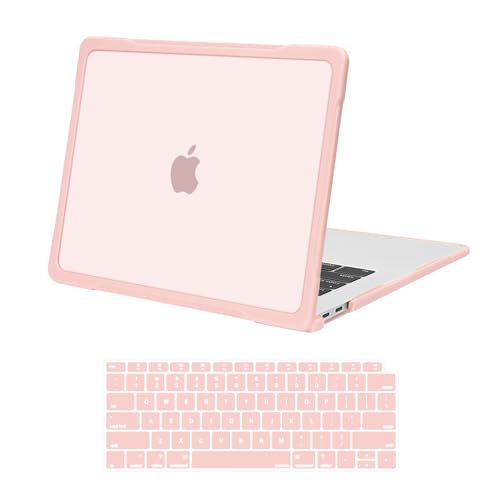 MOSISO Compatible with MacBook Air 13 inch Case 2022 2021 2020 2019 2018 A2337 M1 A2179 A1932, Soft TPU Bumper Anti-Fingerprint Plastic Hard Case&Keyboard Cover for MacBook Air 13.3, Pink - Image 1
