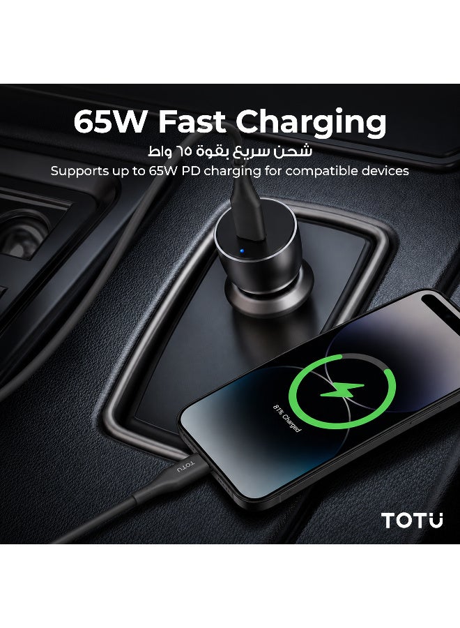 Totu 65W Type-C to Type-C Fast Charging Data & Sync Cable (1.5M, Black) – PD Fast Charging, Tangle-Free TPE & Silicone Wire for Laptops, Tablets & Smartphones - Black - Image 4