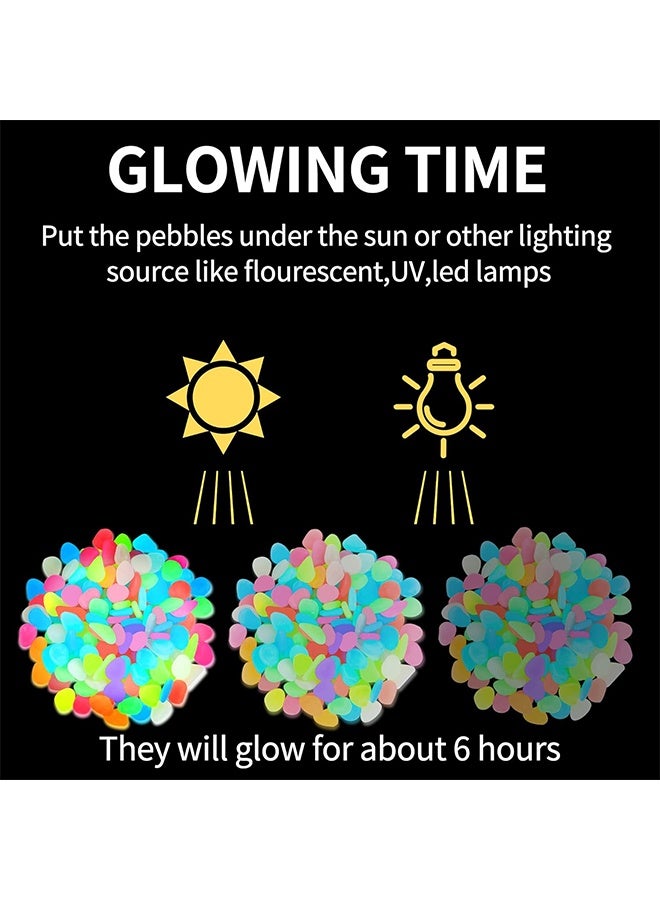 100 قطعة من الأحجار المضيئة – أحجار مختلطة الألوان لتزيين DIY للحوض المائي، الممرات، الحديقة، الفناء، الشرفة، العشب وزينة الفناء الخلفي - Image 2