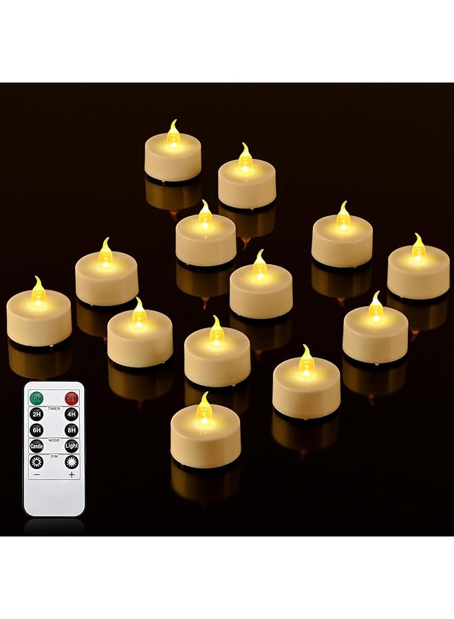 Green Tiger LED Tea Lights with Remote Control and Timer, Battery Operated Flameless Candles Lights for Ramadan, Eid al-Fitr, Holiday Decoration, Party, Birthday, Wedding(12 Packs) - Image 1