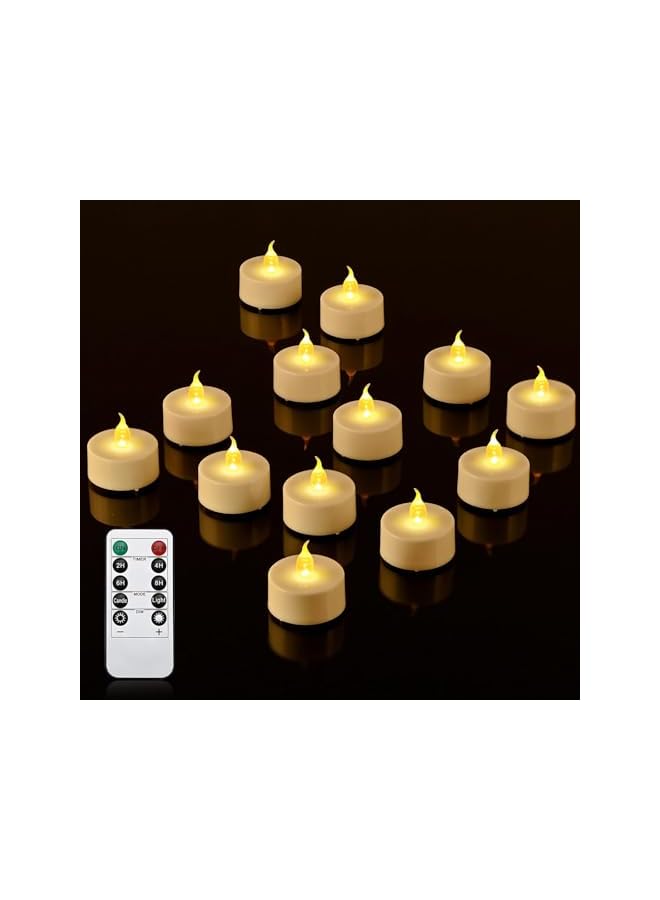 Green Tiger LED Tea Lights with Remote Control and Timer, Battery Operated Flameless Candles Lights for Ramadan, Eid al-Fitr, Holiday Decoration, Party, Birthday, Wedding(12 Packs) - Image 2