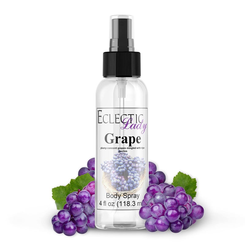 Eclectic Lady Grape Body Spray 4 ounces Body Mist for Women with Clean Light Gentle Fragrance Cologne with Soft Subtle Aroma For Daily Use