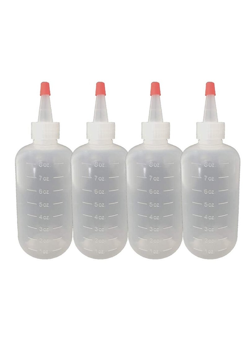 KASTWAVE Applicator Bottle, Hair Color Applicator Bottle, Squeeze 8 oz Hair Applicator Bottle, Plastic Refillable Bottle with Cap for Hair Color (4-Pack) - Image 1