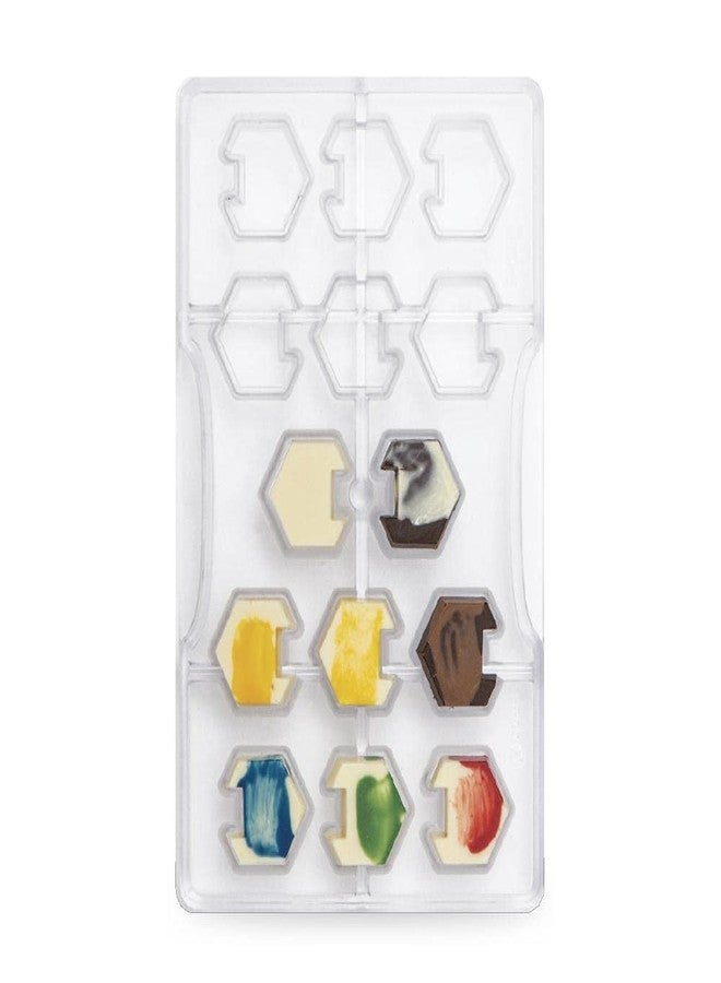 DECORA Interlocking Hexagon Chocolate Mould, polycarbonate, 20 x 12 x 2.3 cm - Image 1