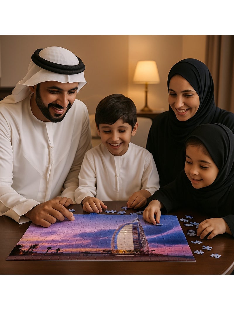 DECOR SOUQ 1000 Pieces Iconic Dubai Burj Al Arab Jigsaw Puzzle – 70x50cm Dubai Landmark Puzzle for Adults & Kids – Premium Quality Travel Souvenir Gift – Brain Game for Relaxation, Stress Relief, Educational & Fun Entertainments – Unframed – Limited Stock - Image 1
