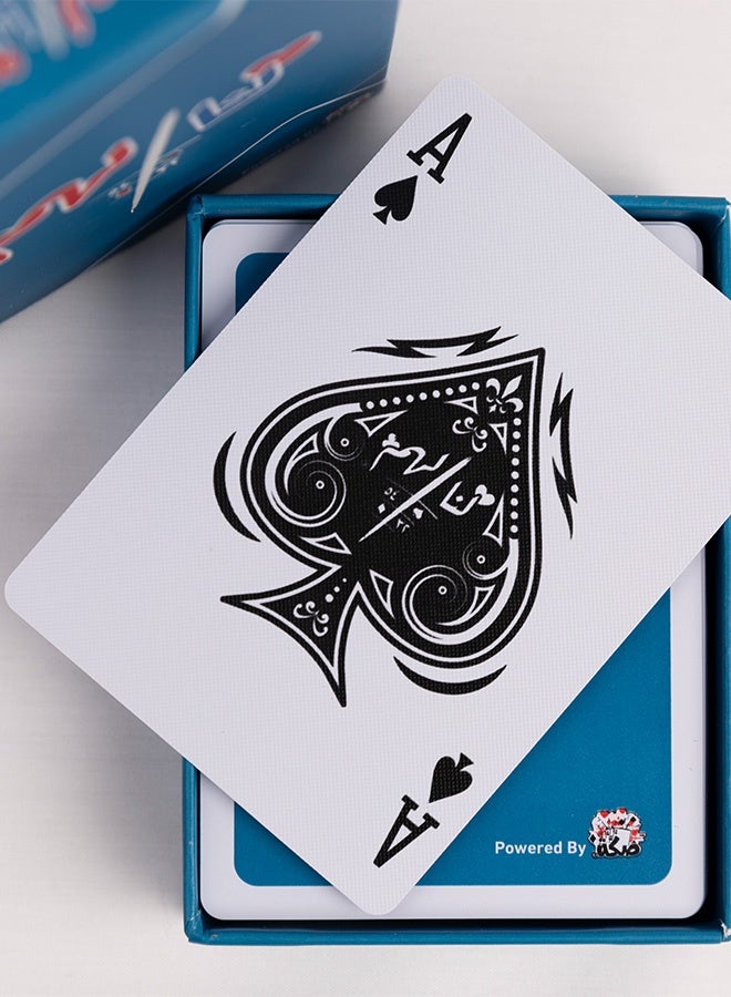 Skkah Lana Lahum Blue Edition 54 Sized Waterproof Playing Cards Premium Plastic Break Resistant Smooth Finish Perfect for Baloot Nights - Image 5
