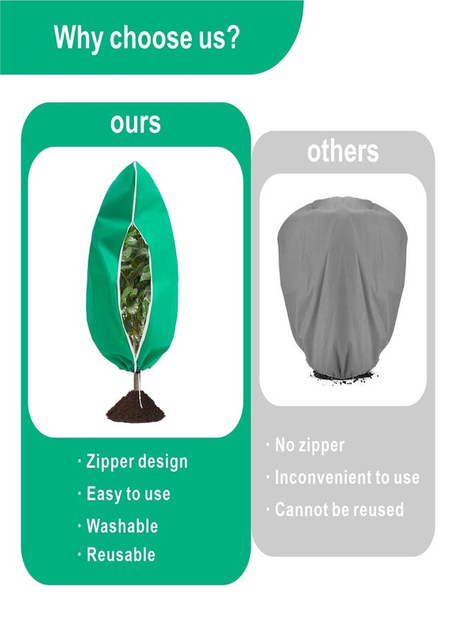 Eunika 6 PCS Plant Covers Freeze Protection, 47.2"x31.5" Frost Blankets with Zipper Drawstring Reusable Winter Plant Protectors Bag Covers for Outdoor Garden Trees, Shrubs Cover for Cold Pest,Green - Image 4