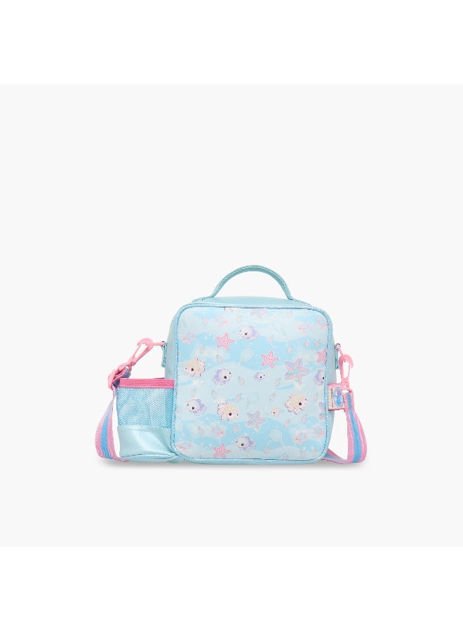 Minmie Mermaid- Lunch Bag-With Handle & Strap-Printed-Rectangle (Pvc) Pastel Blue \ 22x10x22 - Image 3