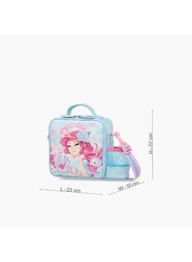 Minmie Mermaid- Lunch Bag-With Handle & Strap-Printed-Rectangle (Pvc) Pastel Blue \ 22x10x22 - Image 2