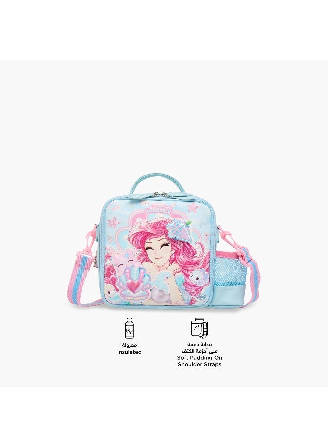 Minmie Mermaid- Lunch Bag-With Handle & Strap-Printed-Rectangle (Pvc) Pastel Blue \ 22x10x22 - Image 4