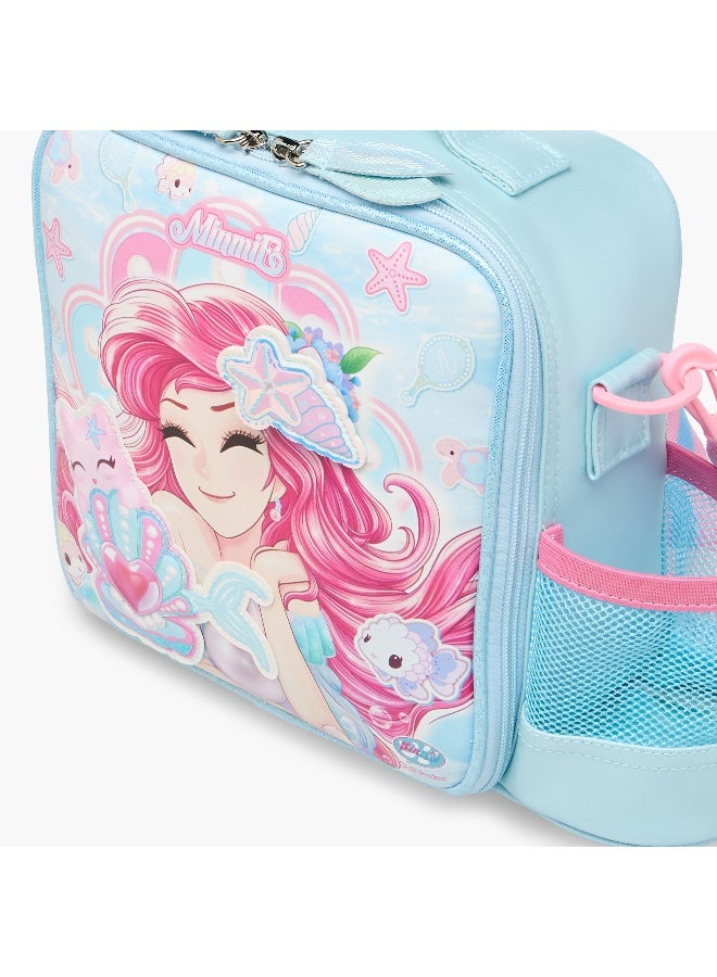 Minmie Mermaid- Lunch Bag-With Handle & Strap-Printed-Rectangle (Pvc) Pastel Blue \ 22x10x22 - Image 5