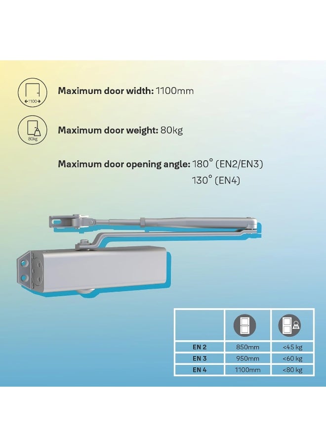 Yale 722 Pro Door Closer, Silver  - Image 2