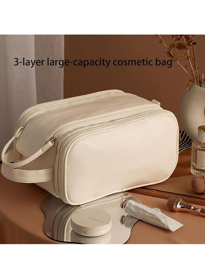 عام حقيبة مستحضرات التجميل عالية القيمة مع سحاب مزدوج، حقيبة غسيل محمولة بحجم يدوي للتخزين بسعة كبيرة. - Image 3