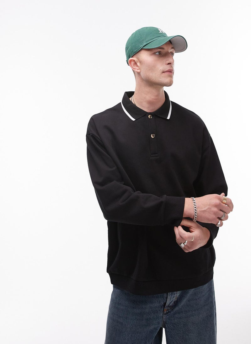 TOPMAN Oversized Fit Sweat Polo  - Image 1