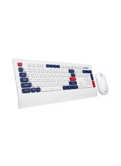 JeDEL WS671 Wireless Bluetooth Office Mouse and Keyboard Set for PC, Tablet, Cell Phone White Blue  - Image 2