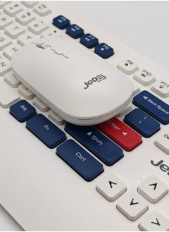 JeDEL WS671 Wireless Bluetooth Office Mouse and Keyboard Set for PC, Tablet, Cell Phone White Blue  - Image 4