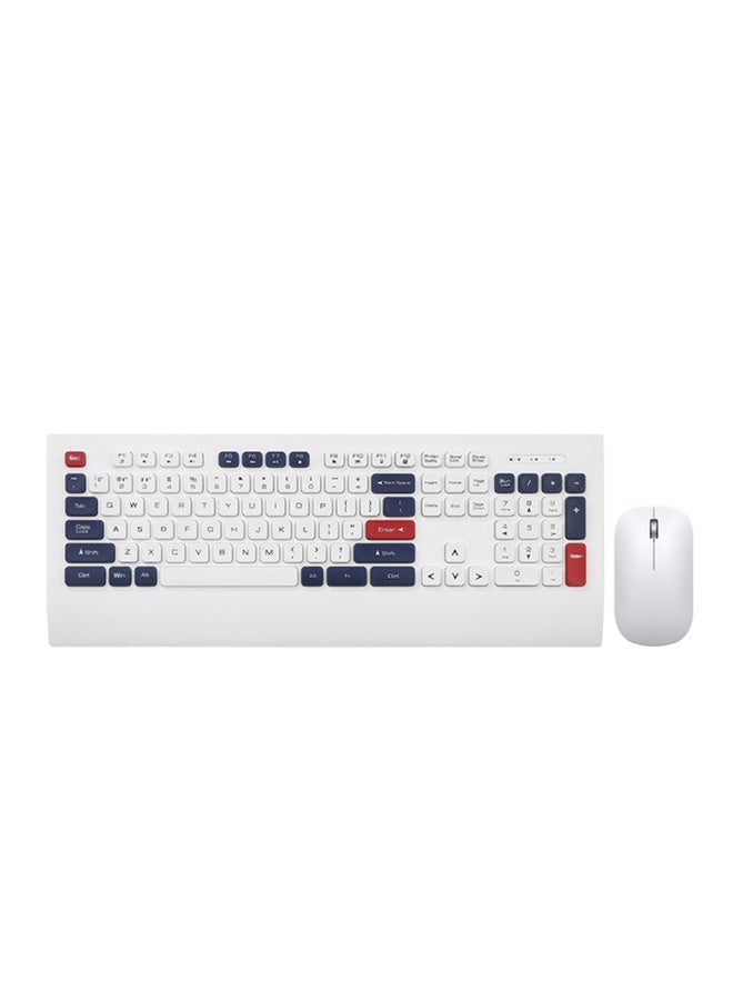 Wireless Bluetooth Office Mouse and Keyboard Set for PC, Tablet, Cell Phone, White Blue  - Image 1