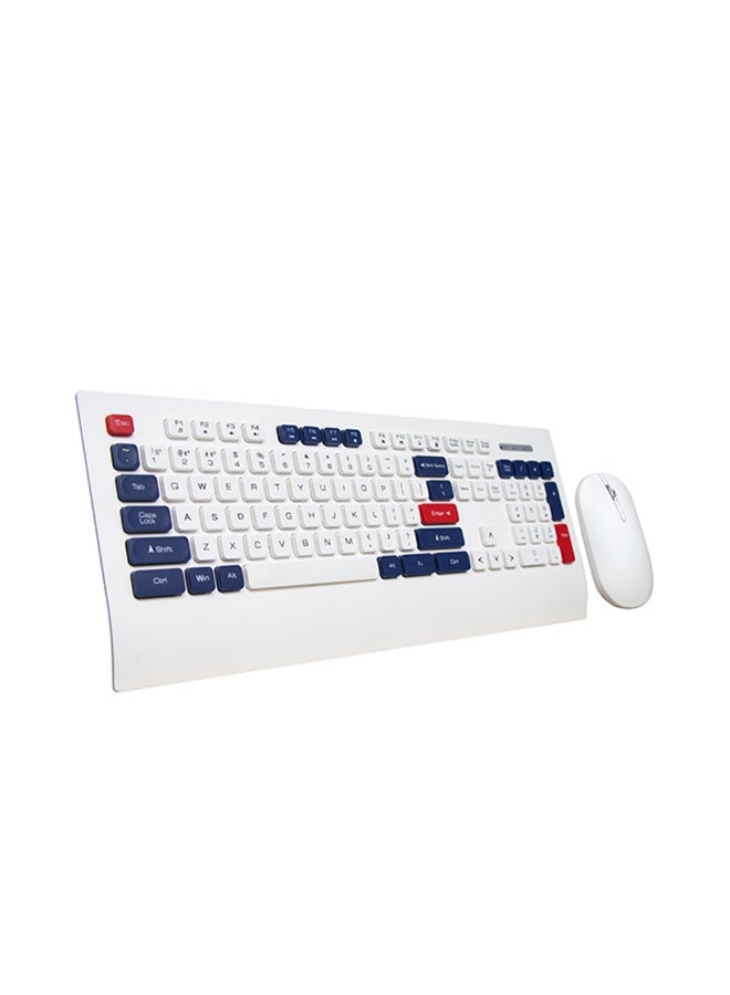 Wireless Bluetooth Office Mouse and Keyboard Set for PC, Tablet, Cell Phone, White Blue  - Image 2