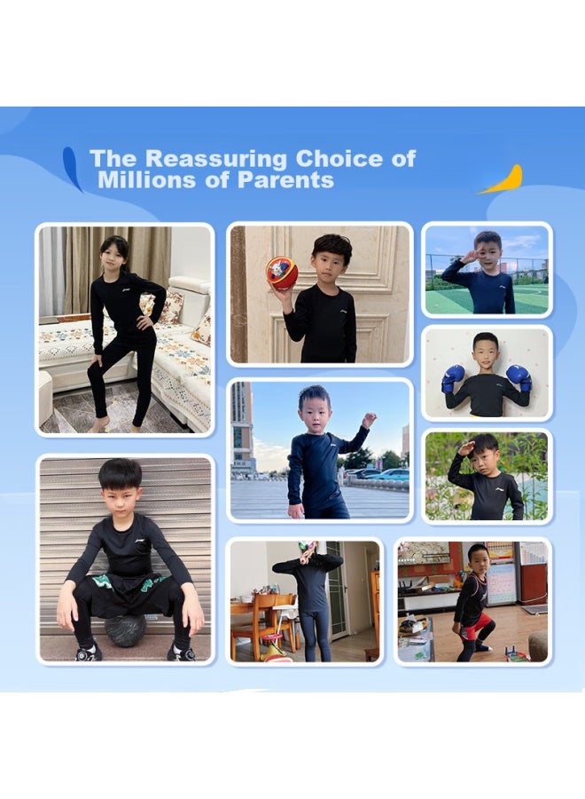 Li-ning Children's Compression Training Suit, Autumn And Winter, For Boys And Girls, Quick-dry, For Badminton, Football, Basketball, Sports Set, Running Base Layer Pants