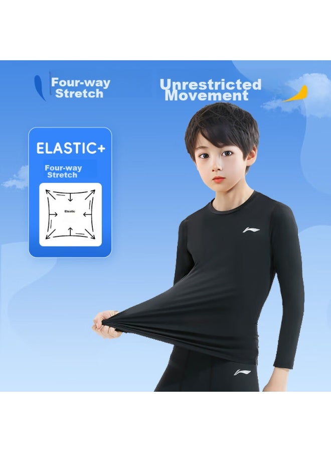 Li-ning Children's Compression Training Suit, Autumn And Winter, For Boys And Girls, Quick-dry, For Badminton, Football, Basketball, Sports Set, Running Base Layer Pants